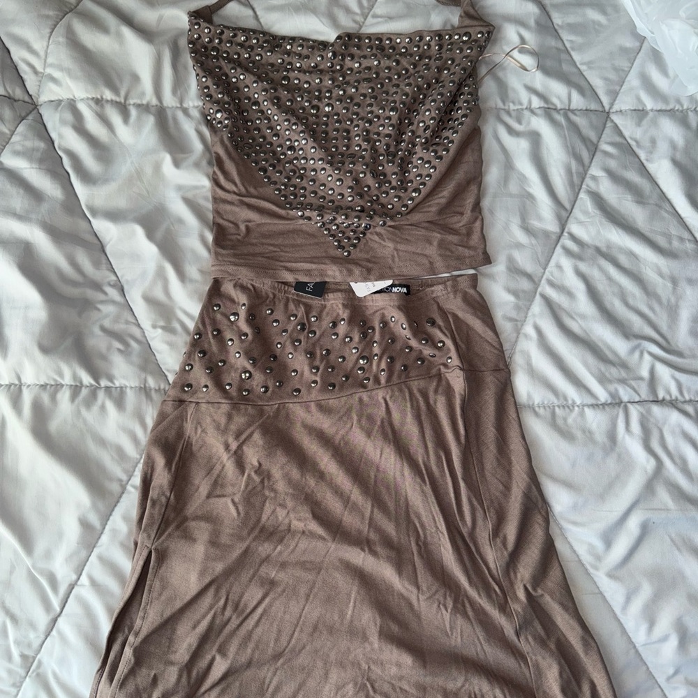 Studded Brown two piece set